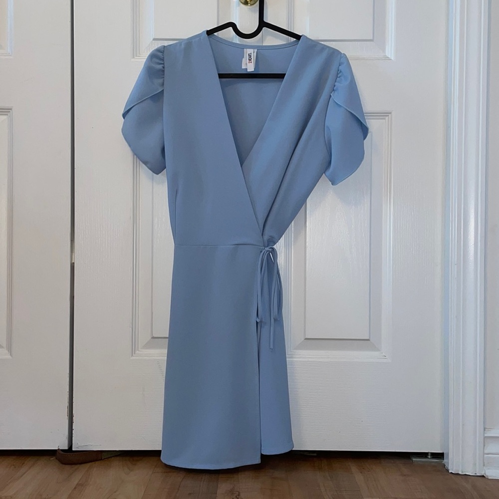 2HEARTS LIGHT BLUE WRAP DRESS SIZE S